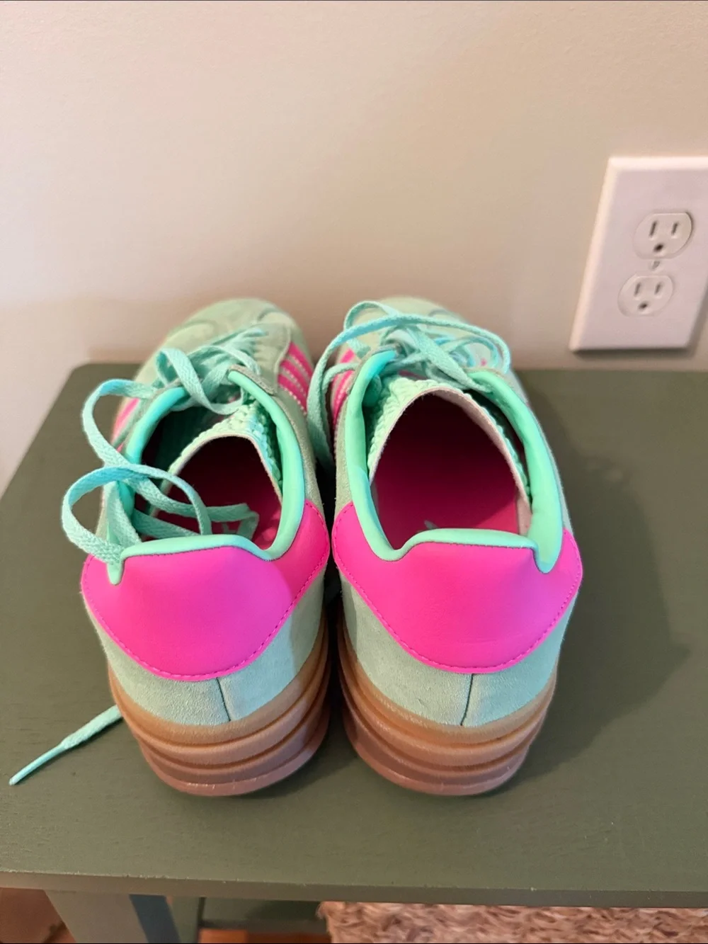 adidas Women’s Mint Green & Hot Pink Gazelles - Picture 3 of 5